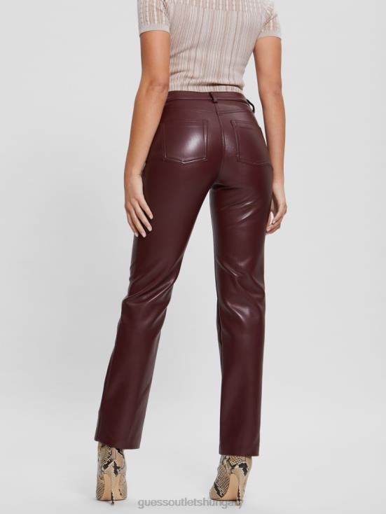 GUESS Mystic Wine Multi 8ZX4F2222 Kelly Faux-Leather Straight Pants