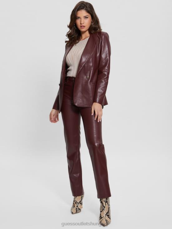 GUESS Mystic Wine Multi 8ZX4F2222 Kelly Faux-Leather Straight Pants