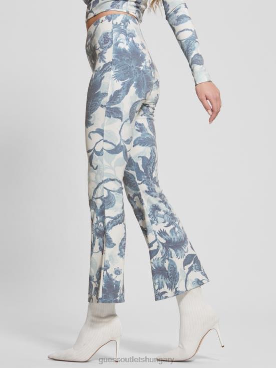 GUESS Porcelain Floral Print Bl 8ZX4F2140 Estefania Floral Flared Pants