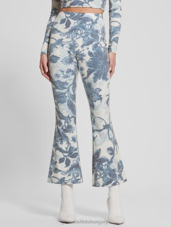 GUESS Porcelain Floral Print Bl 8ZX4F2140 Estefania Floral Flared Pants
