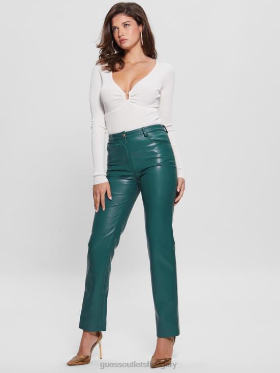 GUESS Regal Teal Multi 8ZX4F2209 Kelly Faux-Leather Straight Pants