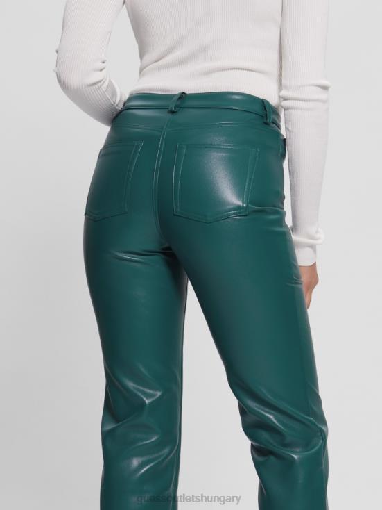 GUESS Regal Teal Multi 8ZX4F2209 Kelly Faux-Leather Straight Pants