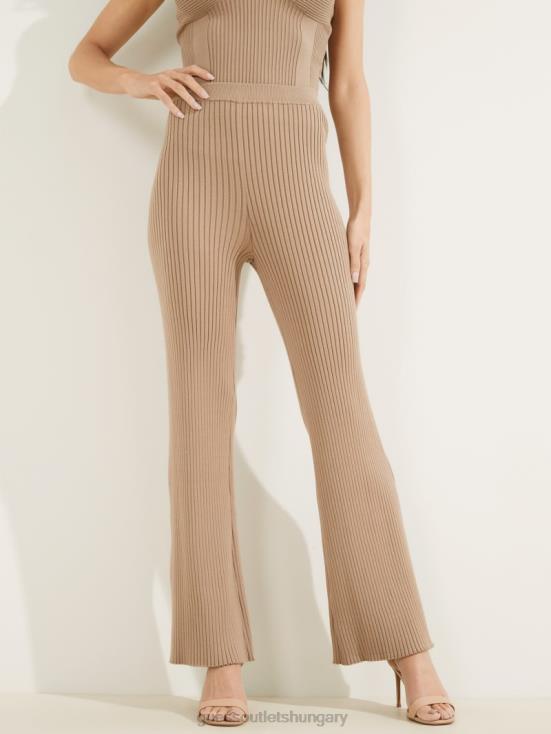 GUESS Summer Clay 8ZX4F2326 Eco Colette Rib-Knit Wide Leg Pant