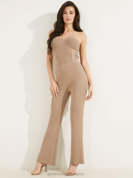 GUESS Summer Clay 8ZX4F2326 Eco Colette Rib-Knit Wide Leg Pant