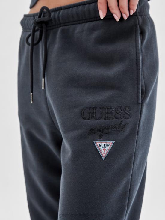 GUESS Washed Out Black Multi 8ZX4F2480 Originals Classic Logo Sweatpants