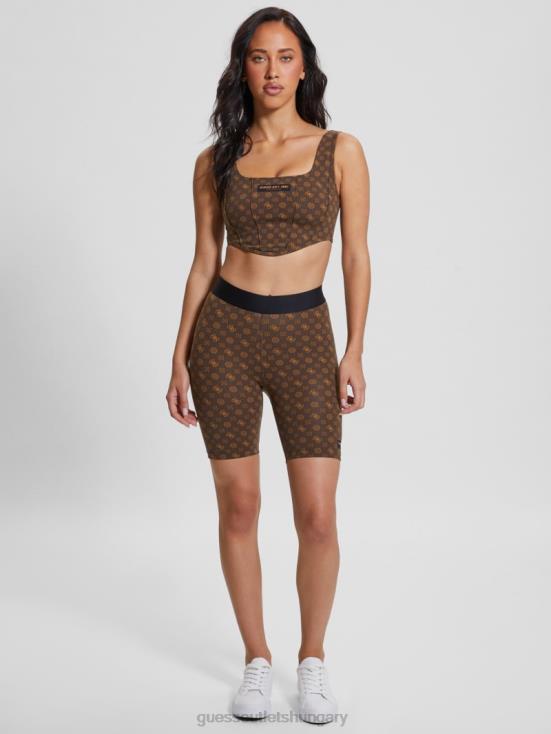 GUESS Aop Brown Ologram 8ZX4F2150 Aggie Biker Shorts