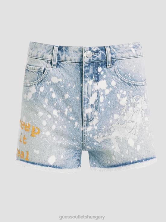 GUESS Artist Splash 8ZX4F143 Graphic Splatter Denim Mom Shorts