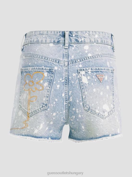 GUESS Artist Splash 8ZX4F143 Graphic Splatter Denim Mom Shorts