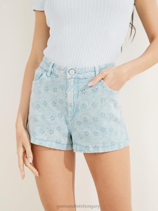 GUESS Floridada Blue 8ZX4F269 Claudia Eyelet Shorts