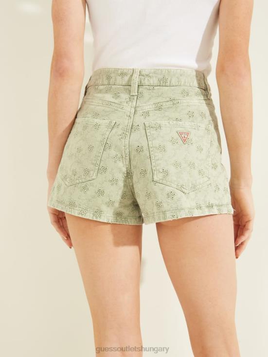 GUESS Floridada Green 8ZX4F234 Claudia Eyelet Shorts