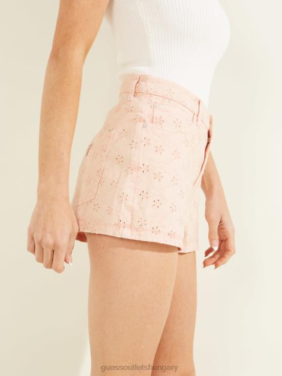 GUESS Floridada Peach 8ZX4F289 Claudia Eyelet Shorts