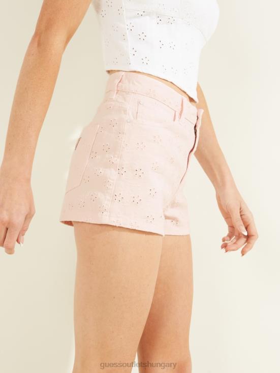 GUESS Floridada Pink 8ZX4F245 Claudia Eyelet Shorts
