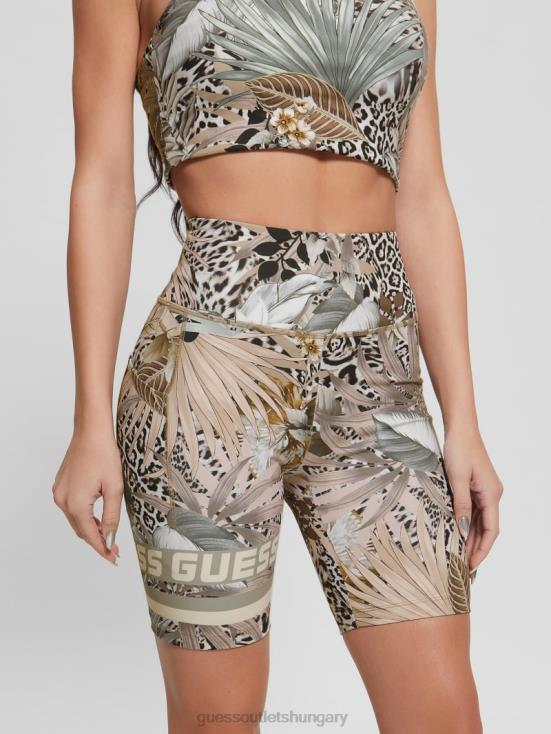 GUESS Foliage Allover Pink 8ZX4F2395 Eco Carlene Biker Shorts