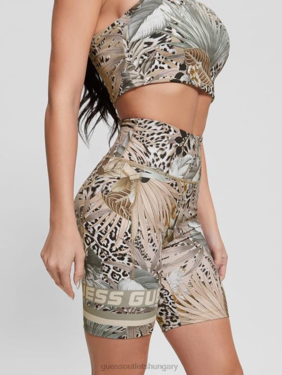 GUESS Foliage Allover Pink 8ZX4F2395 Eco Carlene Biker Shorts