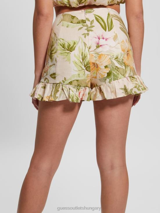 GUESS Heirloom Hibiscus 8ZX4F2330 Eco Mayara Linen Shorts