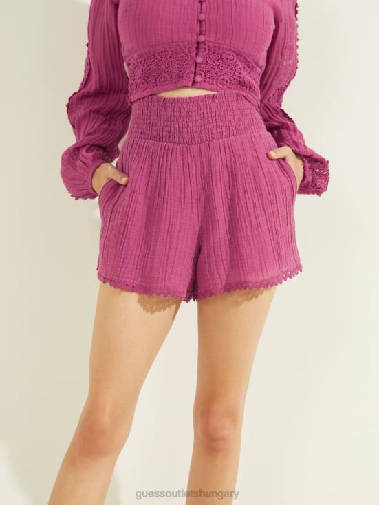 GUESS Purple Dragonfruit Multi 8ZX4F2374 Abigail Gauze Shorts