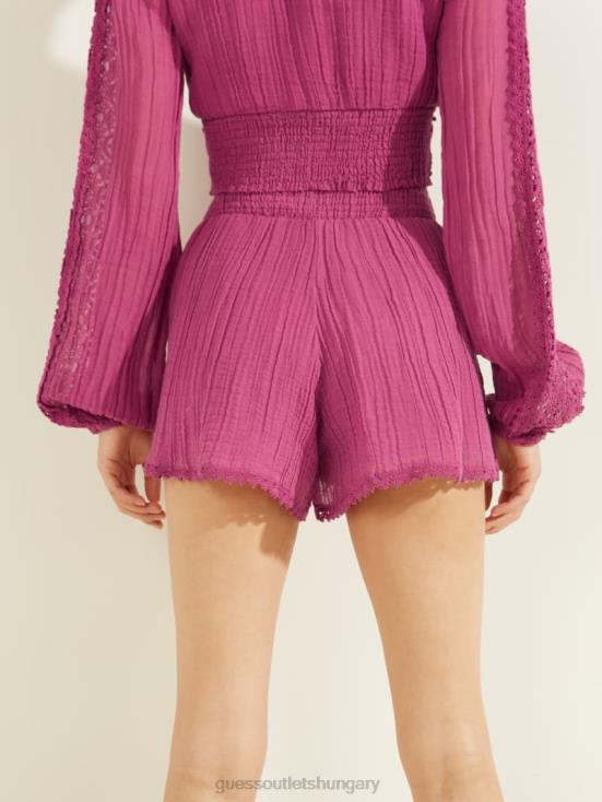 GUESS Purple Dragonfruit Multi 8ZX4F2374 Abigail Gauze Shorts