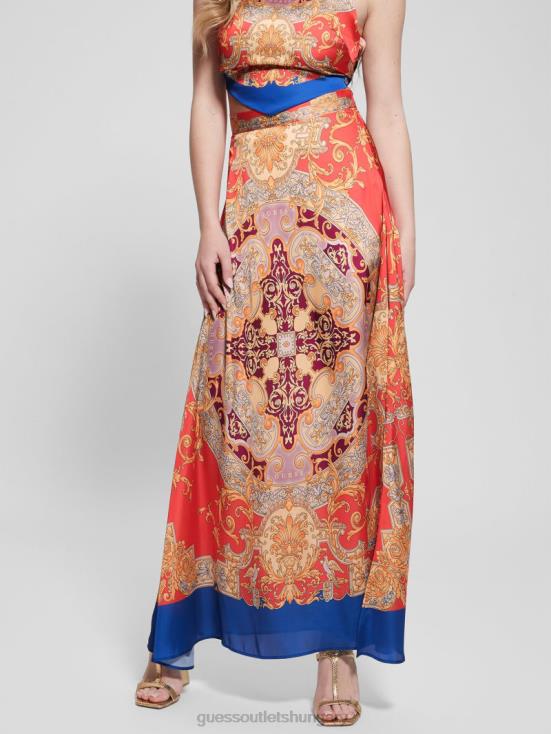 GUESS Baroque Pink 8ZX4F2017 Athena Satin Maxi Skirt