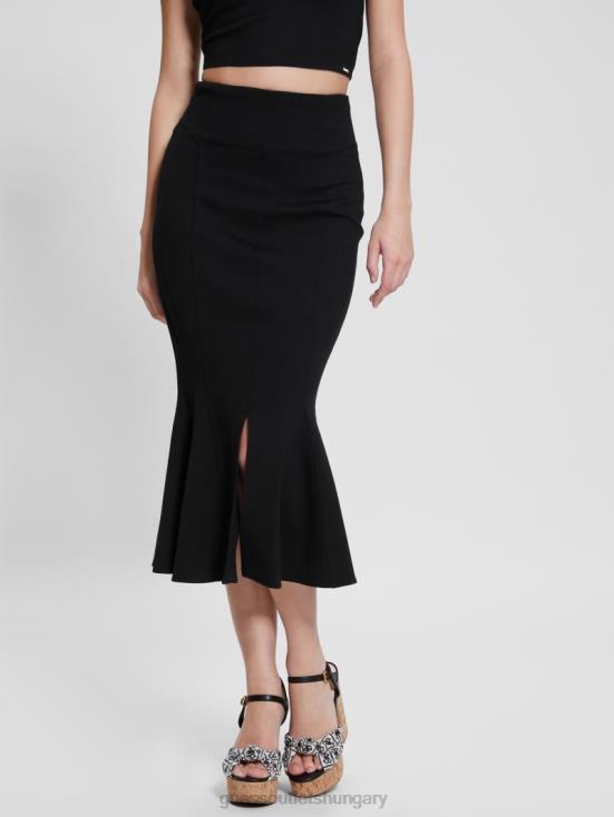 GUESS Black 8ZX4F2022 Longuette Flounce Skirt