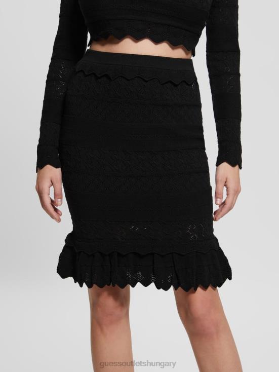 GUESS Black 8ZX4F2362 Eco Deeta Pointelle Skirt