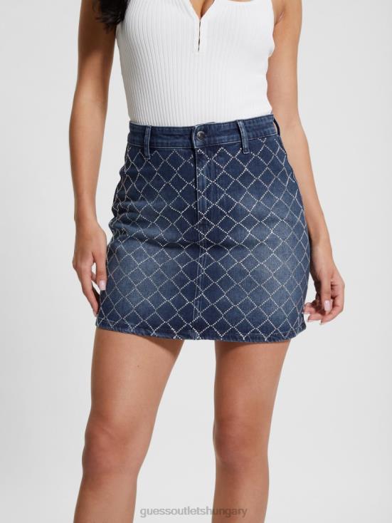 GUESS Bling Ocean 8ZX4F30 Carlie Diamond Denim Mini Skirt