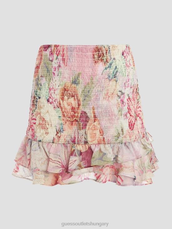 GUESS Digital Tapestry Print Pi 8ZX4F2438 Eco Azura Smocked Skirt
