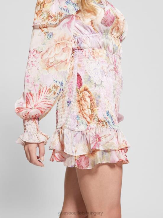 GUESS Digital Tapestry Print Pi 8ZX4F2438 Eco Azura Smocked Skirt