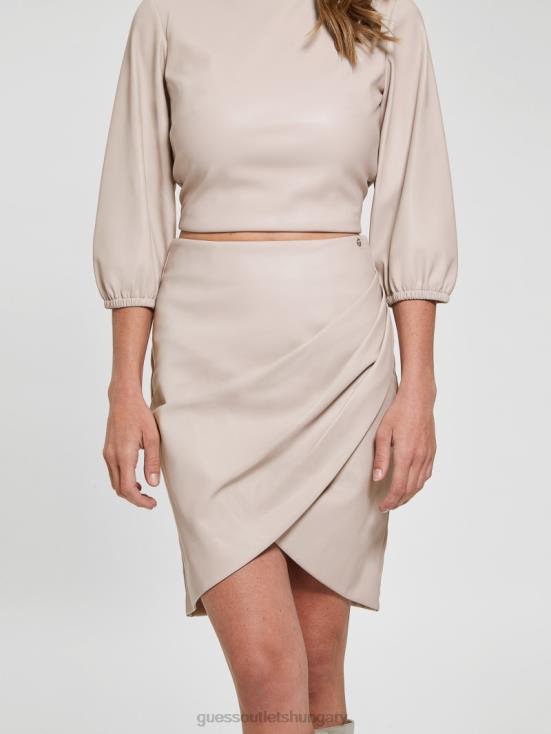 GUESS Pale Pebble 8ZX4F2372 Marianne Faux-Leather Skirt