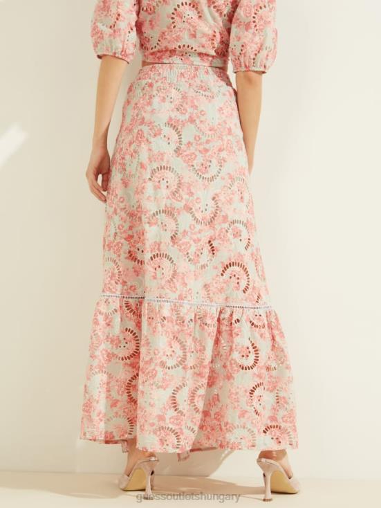 GUESS Sunset Bloom Print Coral 8ZX4F2403 Smeralda Skirt