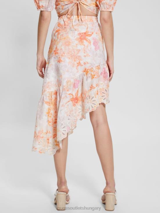 GUESS Tangerine Bloom 8ZX4F2007 Eco Devi Asymmetrical Skirt