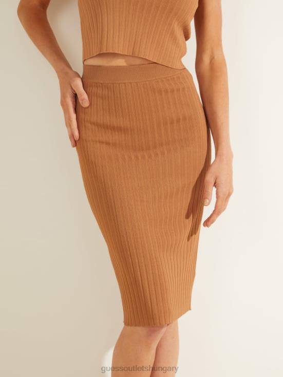 GUESS Tobacco Brown 8ZX4F2385 Agnes Sweater Skirt