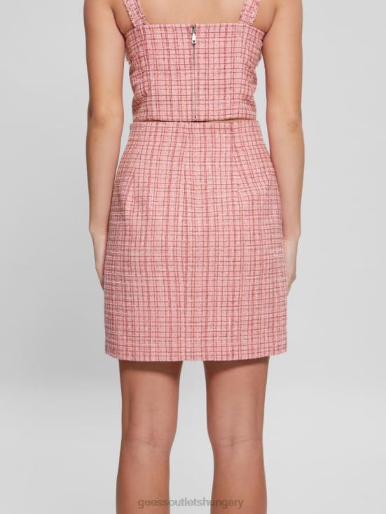 GUESS Vintage Blush Multi 8ZX4F2360 Emma Shimmer Tweed Skirt