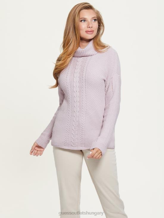 GUESS Day Dust 8ZX4F1547 Dawna Cable-Knit Turtleneck Sweater