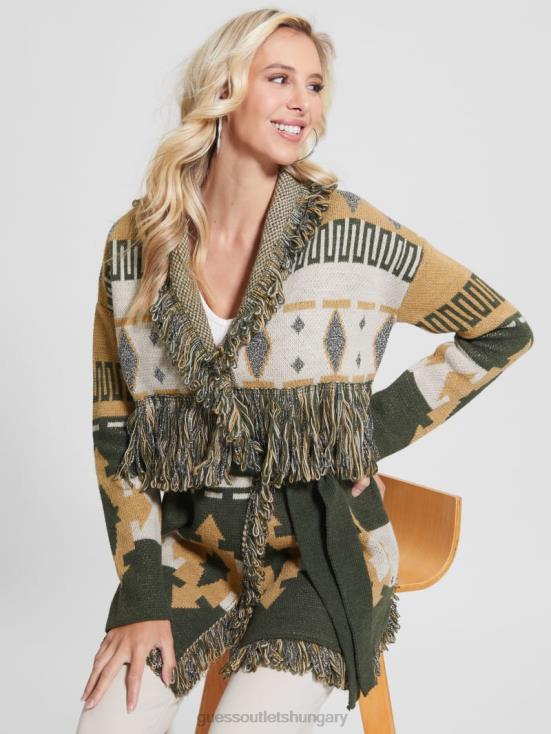 GUESS Folk Lurex Jacquard 8ZX4F1954 Giulia Longline Sweater Coat