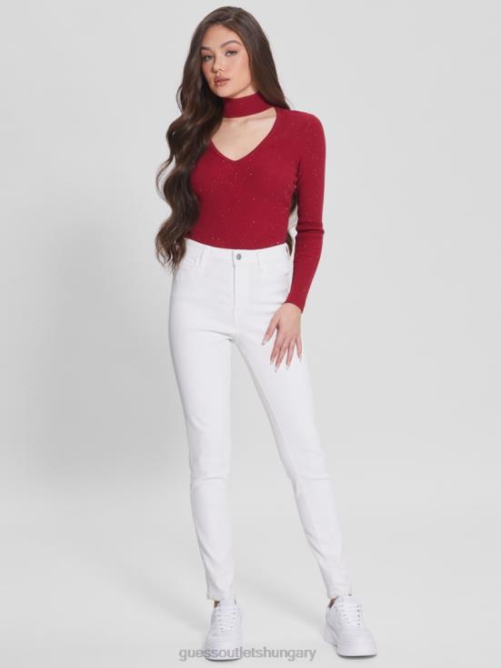 GUESS Fruit Juice Pink Multi 8ZX4F1665 Lea Cutout Sequin Sweater