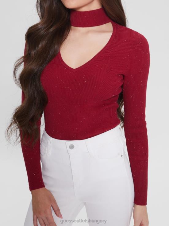 GUESS Fruit Juice Pink Multi 8ZX4F1665 Lea Cutout Sequin Sweater