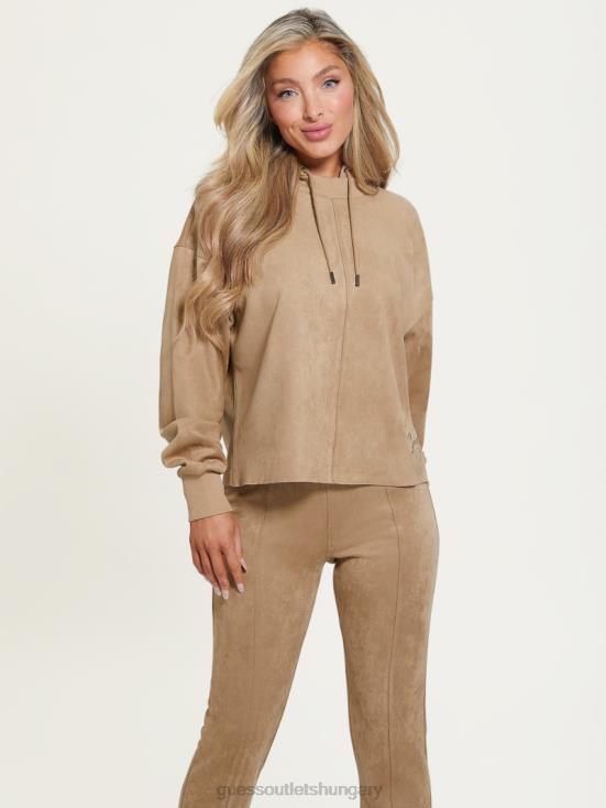 GUESS Globe Beige 8ZX4F1864 Eco Zorina Suede Hoodie