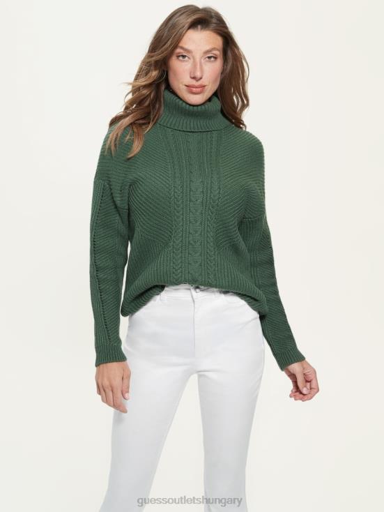 GUESS Moss Mat 8ZX4F1551 Dawna Cable-Knit Turtleneck Sweater