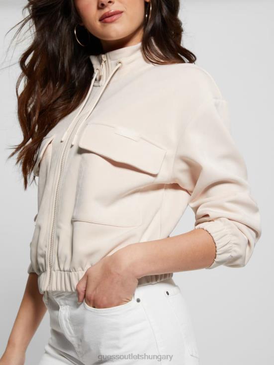 GUESS Neutral Milk 8ZX4F2460 Euphemia Cargo Zip-Up Sweater