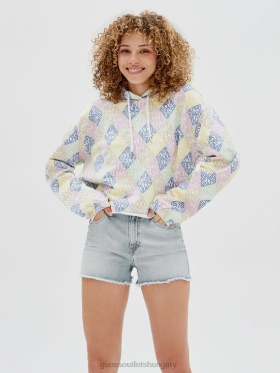 GUESS Pure White Multi 8ZX4F1299 Originals Logo Hoodie