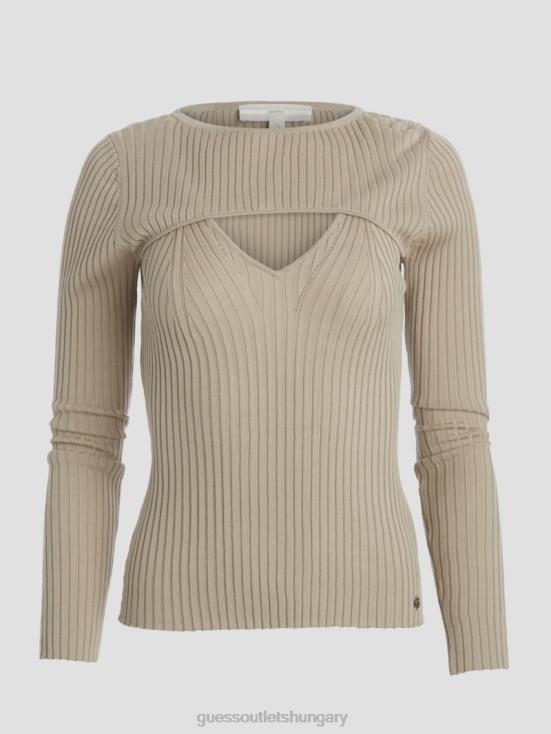 GUESS Sage Leaf 8ZX4F1431 Eco Marion Silk-Blend Cutout Sweater