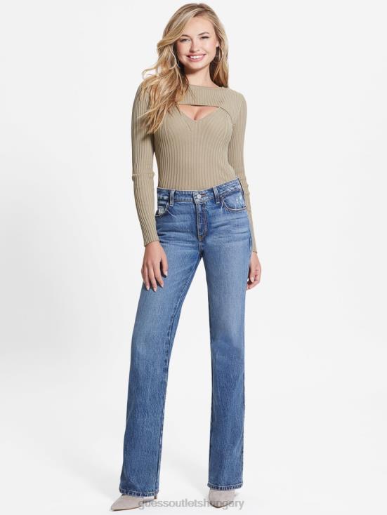 GUESS Sage Leaf 8ZX4F1431 Eco Marion Silk-Blend Cutout Sweater