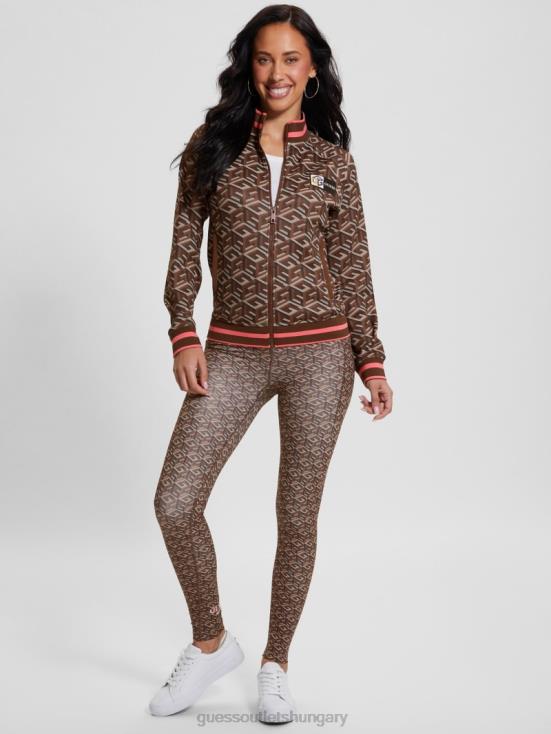 GUESS Stripe G-Cube Brown 8ZX4F1738 Eco G-Cube Active Zip Sweatshirt