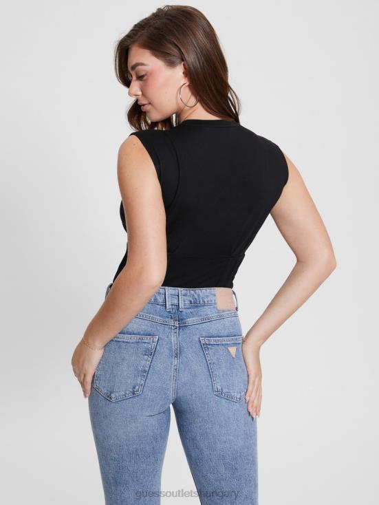 GUESS Black 8ZX4F1011 Tiger Roses Corset Tee