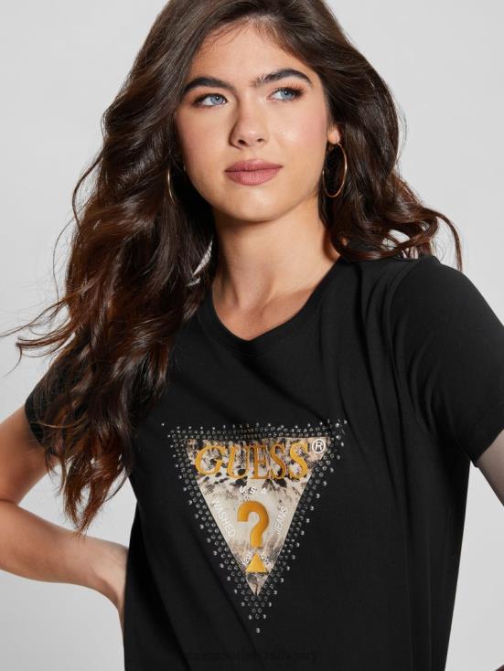 GUESS Black 8ZX4F1129 Eco Animal Triangle Tee