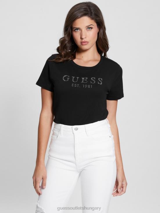 GUESS Black 8ZX4F1245 Eco 1981 Crystal Logo Tee