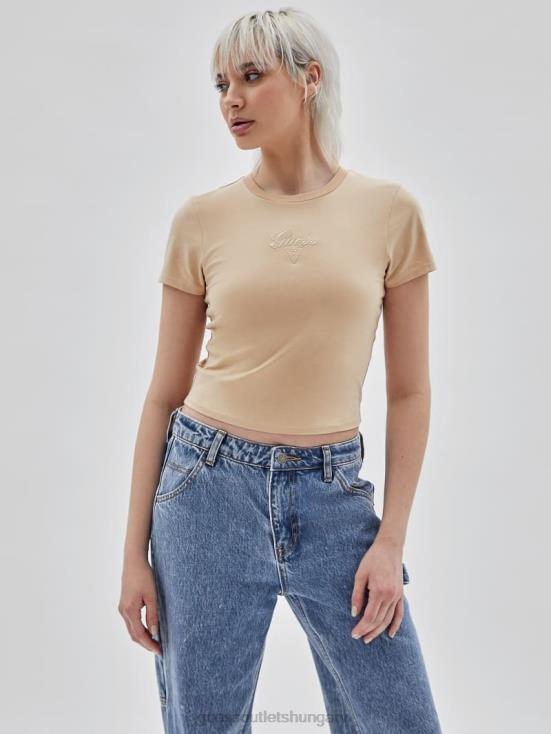 GUESS Cameo Beige 8ZX4F1378 Originals Logo Baby Tee