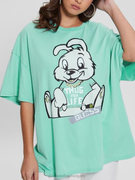 GUESS Carribean Water Multi 8ZX4F1108 Bunny Oversized Graphic Tee