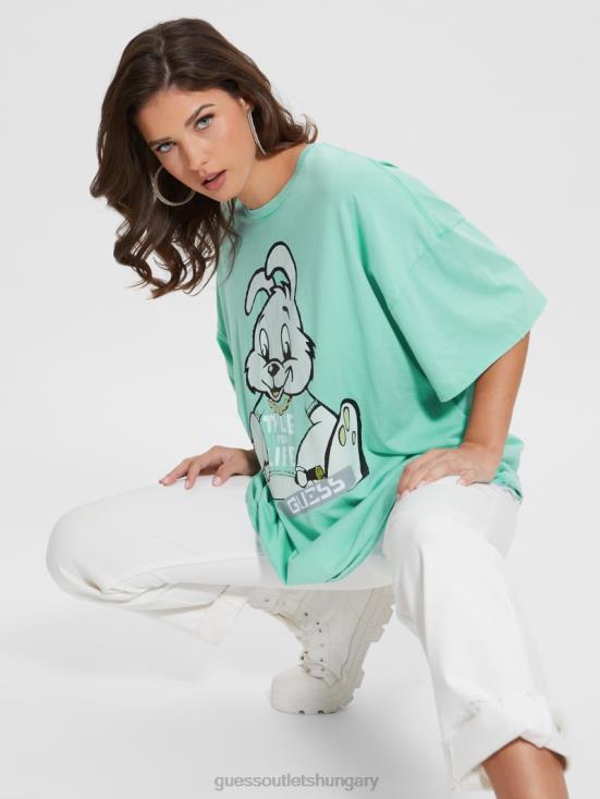 GUESS Carribean Water Multi 8ZX4F1108 Bunny Oversized Graphic Tee