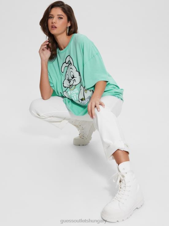 GUESS Carribean Water Multi 8ZX4F1108 Bunny Oversized Graphic Tee